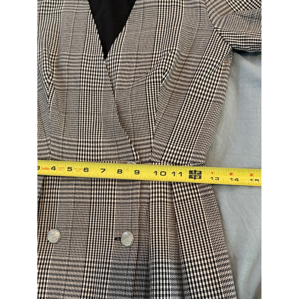 Zara TRF Glen Plaid Blazer Dress Black White Double Breasted Mini XS 7385/323 - Picture 8 of 9